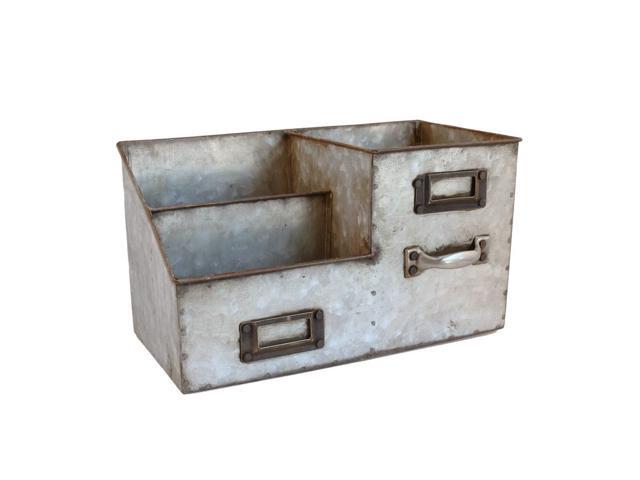 Industrial Stainless Steel Desk Organizer 3 Bin Storage Newegg Com