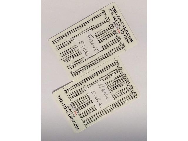 Tip Card Table For Wallet Pocket Or Purse Easy Tipping Up To 100
