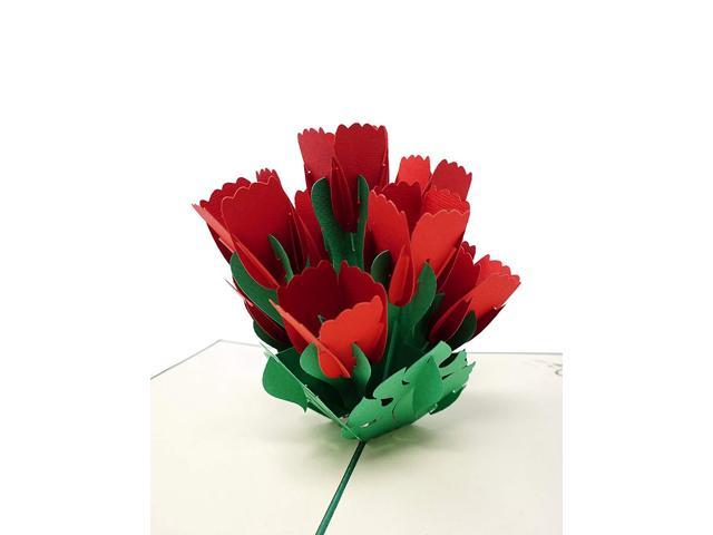 Red Tulip Wow 3d Flower Pop Up Greeting Card For All Occasions Love Birthday Anniversary Wedding Loved Ones Congratulations Get Well