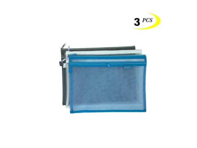 Kinhshion Mesh Zipper Pouch 3 Pcs Double Layer Bag Clear Small Organizer Folder Cosmetic Bags Travel Storage