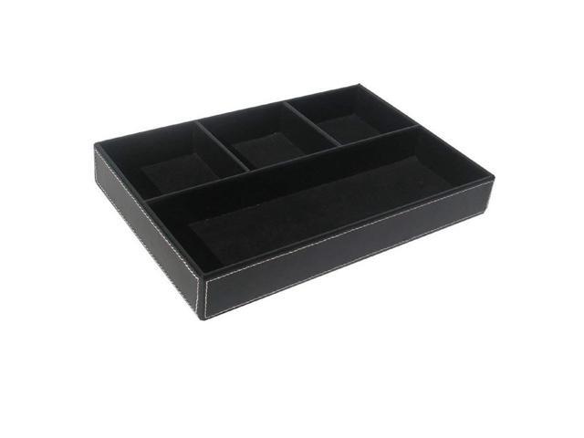 Kingfom 4 Compartment Leather Drawer Tray Desk Stationery Sundries