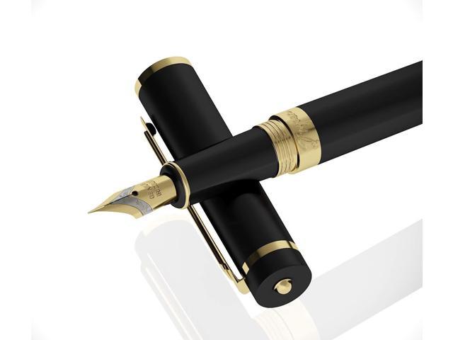 New Sealed Dryden Designs Luxury Fine Nib Black Gold Fountain Ink Pen Gift Bag 