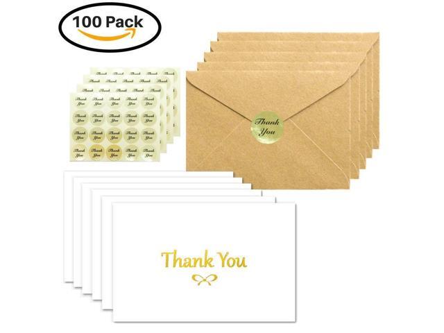 White with Gold Foil 100 Thank You Cards