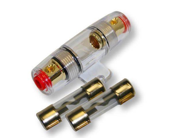 2 30 AMP 4 6 8 10 GAUGE IN LINE GLASS AWG WIRE GOLD AGU FUSE HOLDER W/ 5 