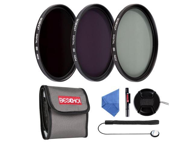 ND2 ND4 ND8 Premium Microfiber Cleaning Cloth for DSLR Cameras 62MM Neutral Density Professional Photography Filter Set