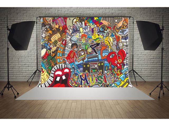 7ft W X5ft H Microfiber Graffiti 90s Hip Hop Music Street Art