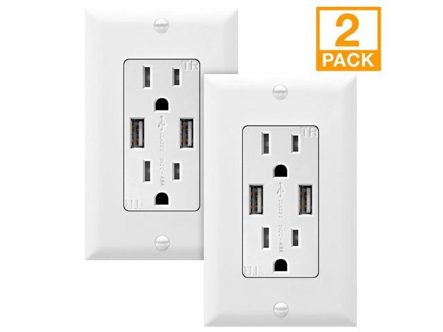 Top Greener Tu21548a W 2pcs Usb Wall 4 8a 24w Ultra High Sd Charger 15a Tamper Resistant Receptacle 3 Interchangeable Face