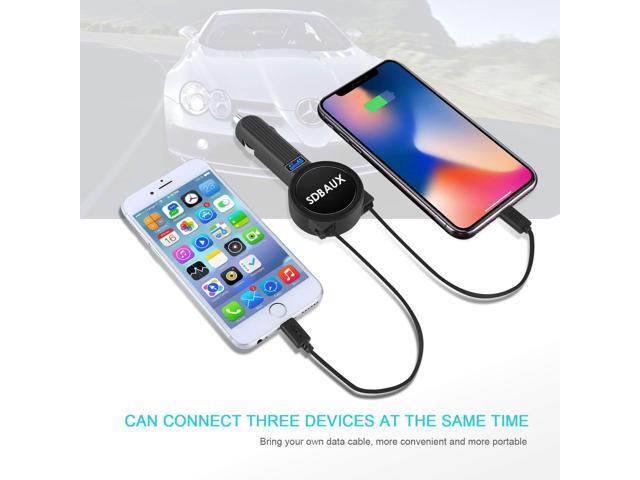 SDBAUX Car Charger,Quick Charge 2.3 ft Dual Retractable Cable CompatibleReplacement iPad iPhone Xs Max XR X 8 7 6 Plus 5s,1 USB Port Samsung S9 S8 SDBAUX Car Charger,Quick Charge 2.3 ft Dual Retractable Cable CompatibleReplacement iPad iPhone Xs Max XR X 8 7 6 Plus 5s,1 USB Port Samsung S9 S8