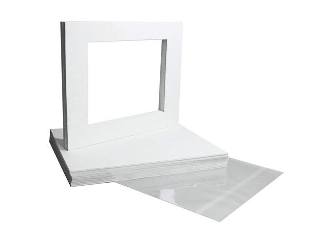 Includes a Pack of 50 White Core Bevel Cut Mattes for 5x7 Photos Pack of 50 Backers /& 50 Clear Sleeve Bags US Art Supply Art Mats Acid-Free Pre-Cut 8x10 White Picture Mat Matte Sets