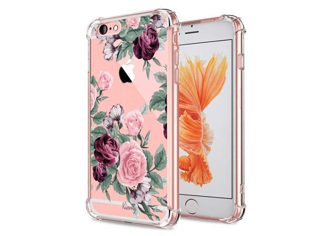 iPhone 6 Plus 6S Plus Case for Girls Floral Shockproof Protective Back Cover Clear with Flowers Design Flexible Slim Rubber TPU Cell Phone Cases for Apple iPhone 6 Plus 6S