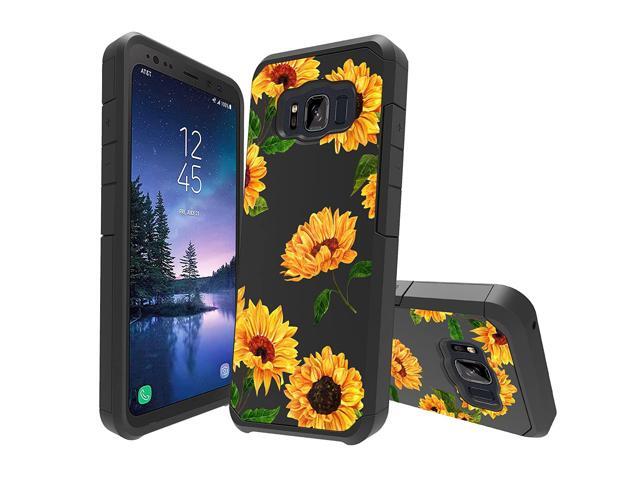 Miniturtle Case Compatible With Samsung Galaxy S8 Active Floral Print Series Cute Hybrid Case For Girls Floral Print 2 Part Silicone Shell Case Sunflowers Newegg Com