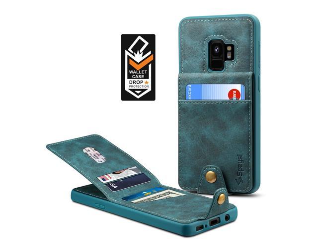 Samsung Galaxy S9 Wallet Case For Galaxy S9 Credit Card Case Spaysi Galaxy S9 Leather Wallet Case For S9 Magnetic Closure Kickstand Gift Box Blue