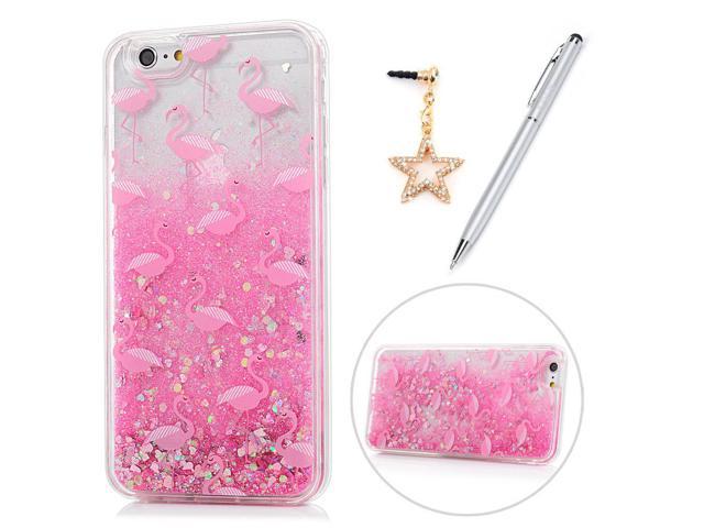Iphone 6 Case Iphone 6s Case Kasos Colorful Painting Cute Pink Pattern Bling Glitter Powder Quicksand Soft Tpu Frame Pc Bottom Shell Slim Fit Lightweight Bumper Cover Dust Plug Stylus