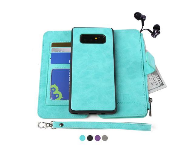 Zipper Cash Storage PU Leather Purse with Removable Inner Magnetic TPU Case Detachable Wallet Folio MODOS LOGICOS Case for Samsung Galaxy Note 10, 14 Card Slots 1 Photo Window 2 in 1 Black 