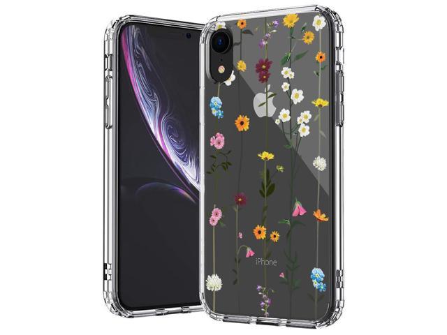 Unov Case Compatible with iPhone XR Case Clear with Pattern Slim Protective Soft TPU Bumper Embossed Design Shock Absorption 6.1 Inch Flower Bouquet