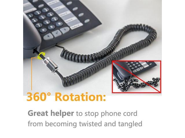 Tangle-Free 360 Degree Rotation Plug into Landline Phone for Use in Home or Office Power Gear Black Phone Cord Detangler 46084 2 Pack