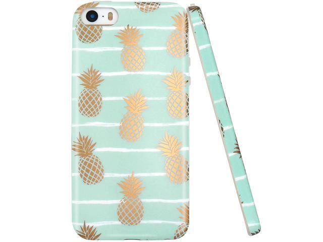 Iphone 5 Case Iphone 5s Case Jaholan Shiny Gold Pineapple Baby Mint Design Clear Bumper Tpu Soft Rubber Silicone Cover Phone Case Compatible With Iphone 5 5s Se Newegg Com