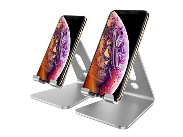 Omoton 2 Pack Cell Phone Stand Holder For Desk Desktop Compatible All Iphone And Android Smartphone Silver Newegg Com