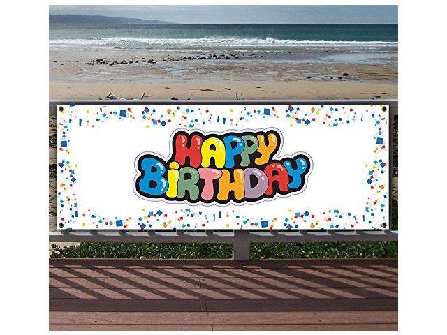 Happy Birthday 13 Oz Heavy Duty Vinyl Banner Sign With Metal
