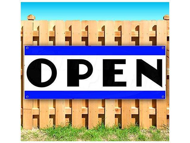 Open 13 Oz Heavy Duty Vinyl Banner Sign With Metal Grommets