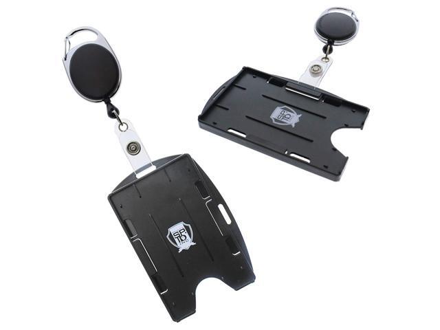 by Specialist ID Specialist ID Carabiner Badge Reel with Vertical Multi Card Badge Holder and Key Ring Clear