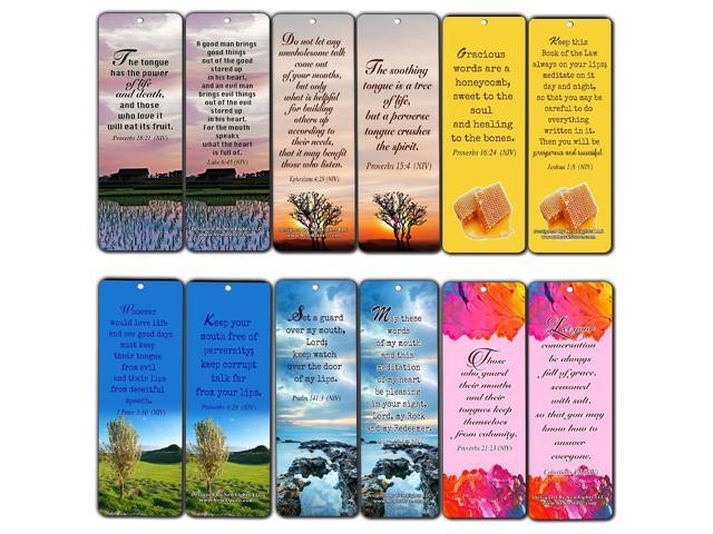 Christian Bookmarks Scriptures Cards 60 Pack From Niv Bible Speak Life Bible Verses About The Tongue Religious Gifts For Men Women Teens Kids