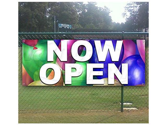 Now Open 13 Oz Heavy Duty Vinyl Banner Sign With Metal Grommets