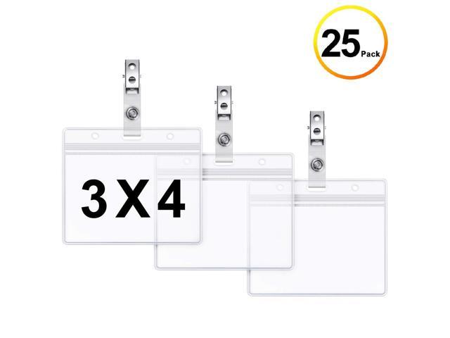 Clear Plastic Horizontal Name Tag Holders And Metal Badge Clips
