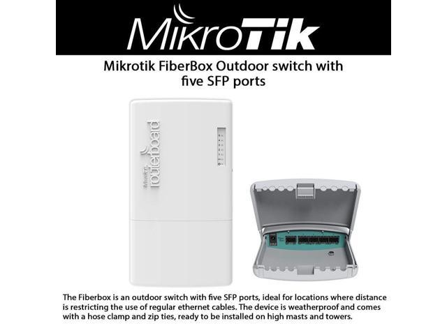 MikroTik FiberBox Outdoor Router with 5 SFP Ports - Includes 1 S-RJ01 Copper Module (CRS105-5S-FB)