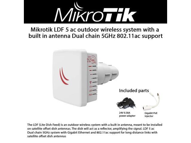 Mikrotik LDF 5 ac RBLDFG-5acD Outdoor Wireless System with a Built in Antenna Dual Chain 5GHz System with Gigabit Ethernet and 802.11ac Support US Version