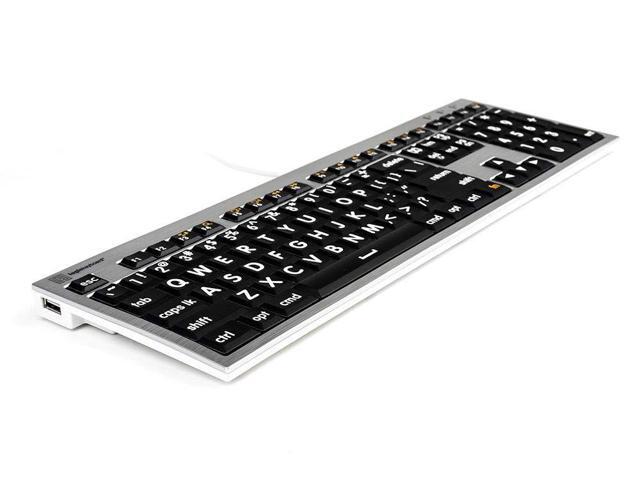 Logickeyboard Large Print Apple white on black keyboard compatible with Mac OS X v10 or later # LKBU-LPRNTWB-AM89-US