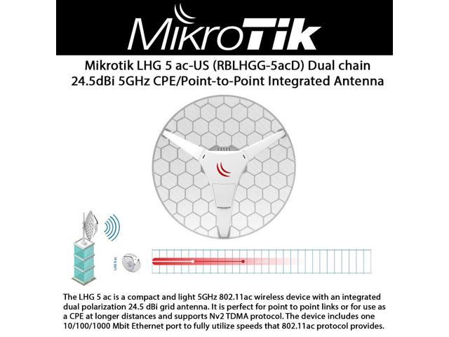 Mikrotik LHG 5 ac-US (RBLHGG-5acD) Dual chain 24.5dBi 5GHz 802.11ac wireless CPE/Point-to-Point Integrated Antenna