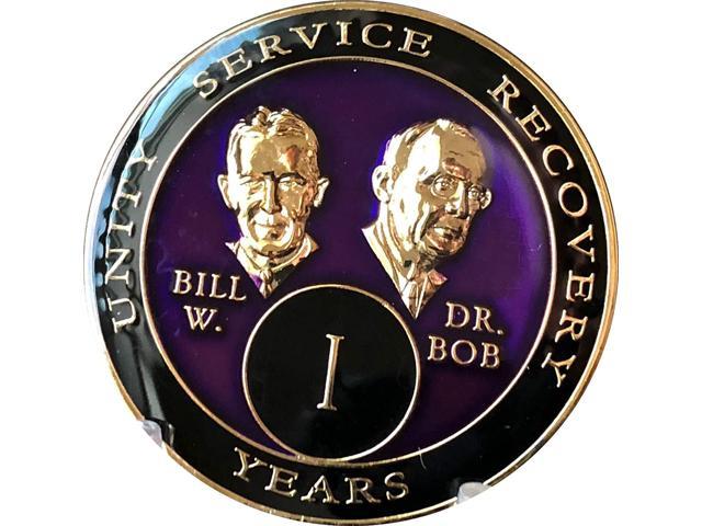 4 year AA Coin Founders Purple Alcoholics Anonymous Anniversary Sobriety Chip 