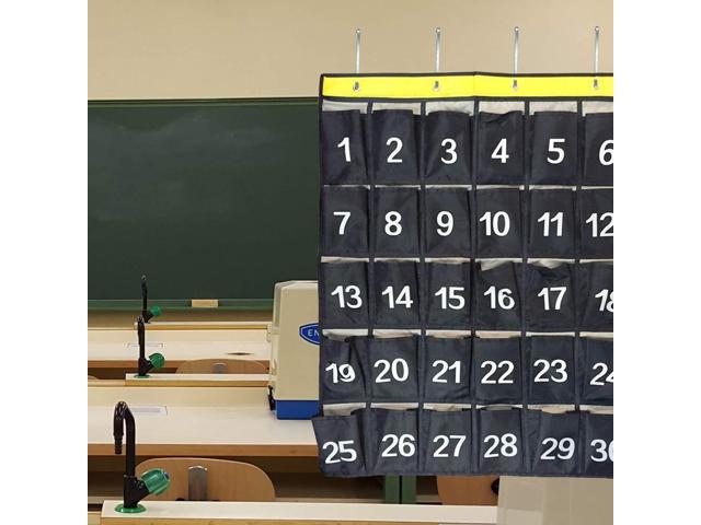 Navy AFUNTA 30 Numbered Pockets Classroom Calculator Holder /& Cell Phone Pockets Chart Organizer Hanging Door and Wall Storage Bag with 4 Adhesive Hooks 4 Door Hooks