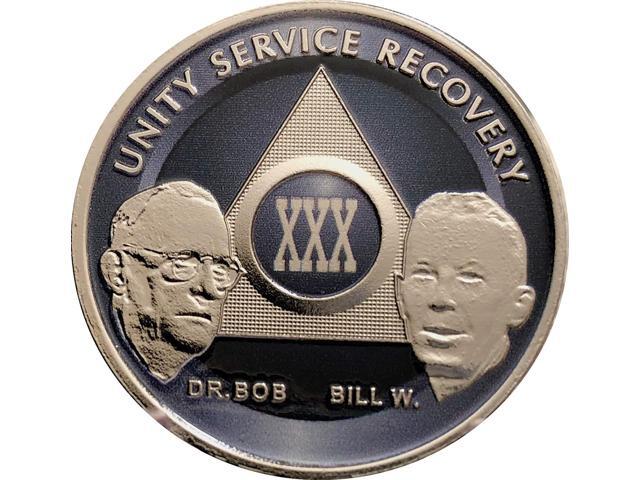 4 year AA Coin Founders Blue Alcoholics Anonymous Medallion Sobriety Chip 