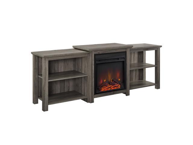70" Tiered Top Open Shelf Fireplace TV Console - Slate Grey