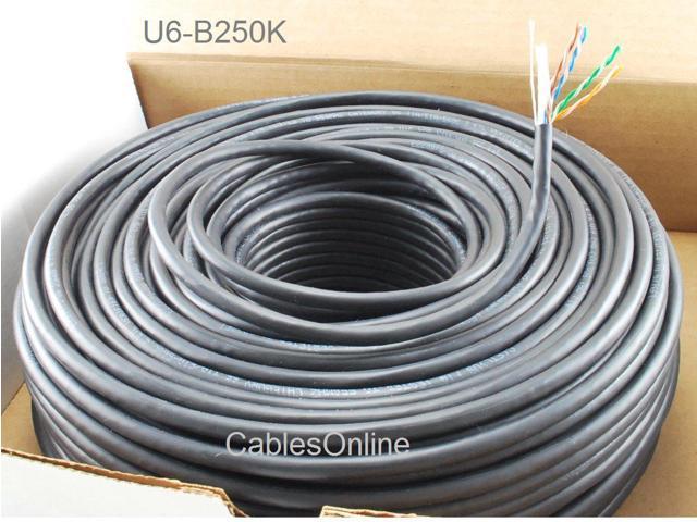 Black CablesOnline 250ft CAT5e 100% Pure Copper RJ45 350Mhz UTP Solid Ethernet Cable Spool U-B250K