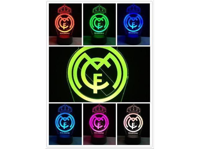 Real Madrid 3D Optical Illusion Colour Changing LED Lamp New 