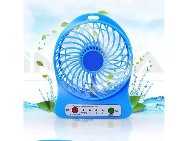 USB Portable LED Mini Fan Air Cooler 2400mAh Rechargeable Lithium Battery Green
