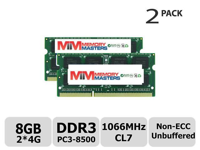 MemoryMasters 8GB Kit (2x4GB) DDR3 1066MHz PC3-8500 Unbuffered Non-ECC 1.5V  CL7 2Rx8 Dual Rank 204 Pin SODIMM Apple Memory RAM Module Upgrade (8GB Kit  