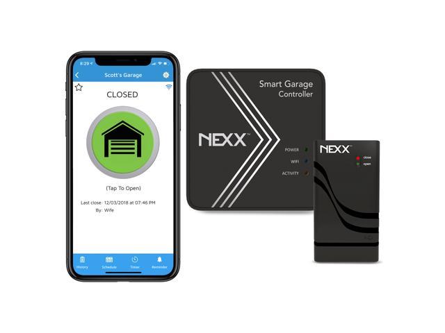 Nexx Smart Wi-Fi Controller NXG-200 - Remotely Control Existing Garage Door Opener with Nexx App, Works with Amazon Alexa, Google Assistant, Siri, SmartThings, No Hub Required, Black