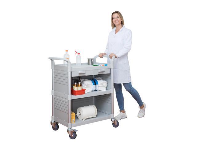 Jaboequip Commercial 3 Tier Hospital Cart With Drawers Medical
