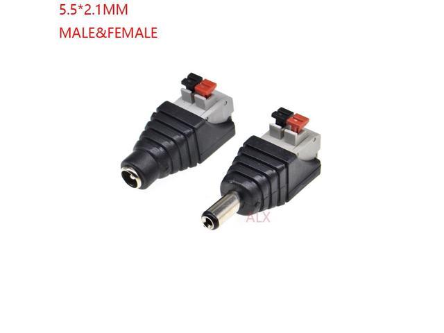 10Pcs 5.5x2.1mm Male+Female DC Power Socket Jack Plug Connector Cable 12V ^P 