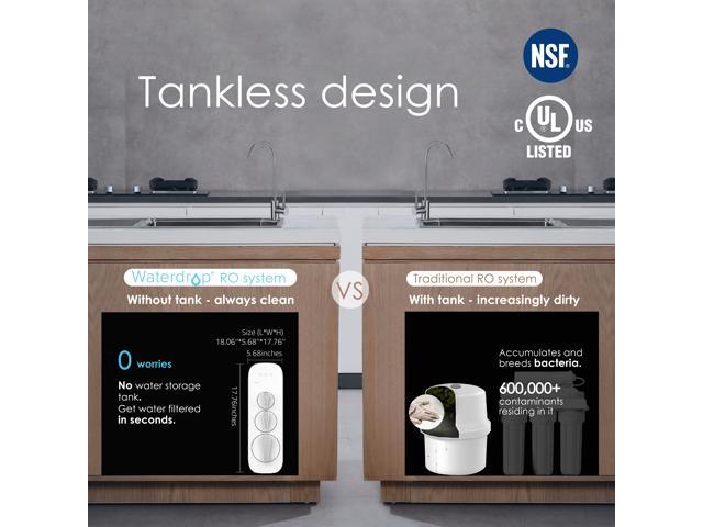 Waterdrop G3 Reverse Osmosis System, NSF Certified, 7 stage Water  Filtration System, tankless, 400 GPD, 1: 1 Drain Ratio 