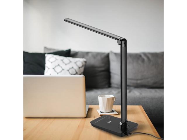 Study Black Daylight White High Intensity Office Task Lamp for Reading Soft Touch Dimmer 7-Level Brightness Adjustable Computer Work and More LE Dimmable LED Desk Lamp Eye Care Natural Light
