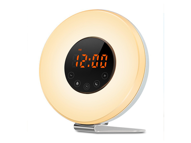 FM Radio LINSSON Sunrise Alarm Clock Wake Up Light Sunset Simulator Night Light with 7 Changing Colors Snooze Function and USB Charger 6 Nature Sounds Touch Control