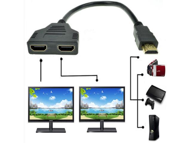 daytime trådløs genopretning HDMI Male to Dual HDMI Female 1 to 2 Way HDMI Splitter Adapter Cable For  HDTV, Support Two TVs at the Same Time, Signal One in, Two out HDMI Cables  - Newegg.com