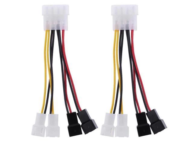 2pcs/lot Computer Cooling Fan Power Cables 4Pin Molex to 3Pin fan Power ...