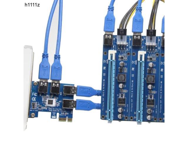 Lot USB 3.0 PCI-E Express 1x To 16x Extender Riser Card Adapter 6PIN Power Cable 