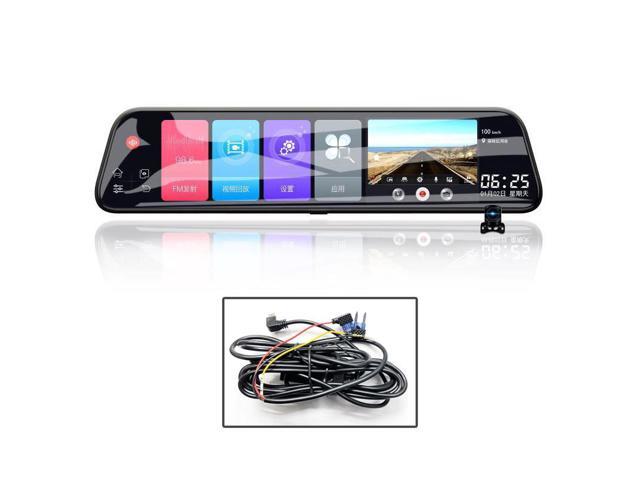 Dash Cam, D50 12 inch Rearview Mirror Driving Recorder Intelligent Voice Control Front and Rear Dual-record Reversing Images Built-in 32GB Fuse Box Power Supply